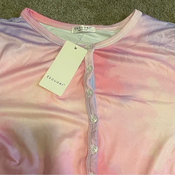 NWT Tie Dye One Piece Pastel Soft Girl PJS set Romper Jumpsuit Size XL New Fairy - Picture 8 of 13